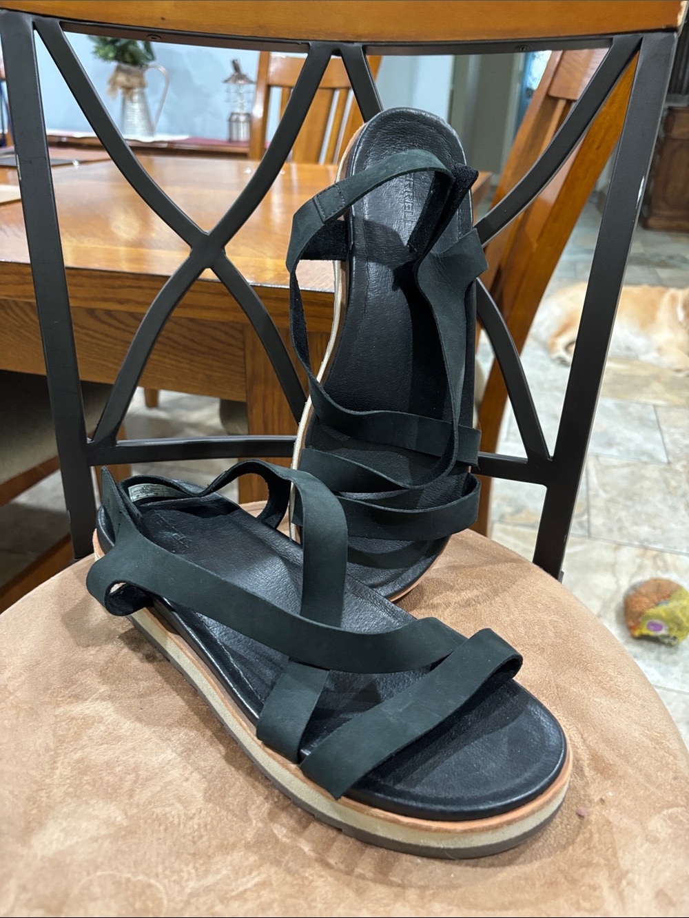 Merrell Black Strappy Wedge Sandals
